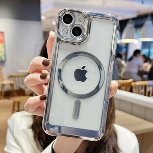 iPhone 14 Pro Max Clear Mag Safe Case Slim Plating Magnetic Cover